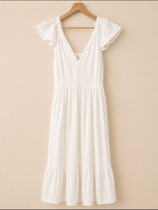Universal Thread Dresses & Skirts - Universal Thread White V-Neck Tiered Maxi Dress